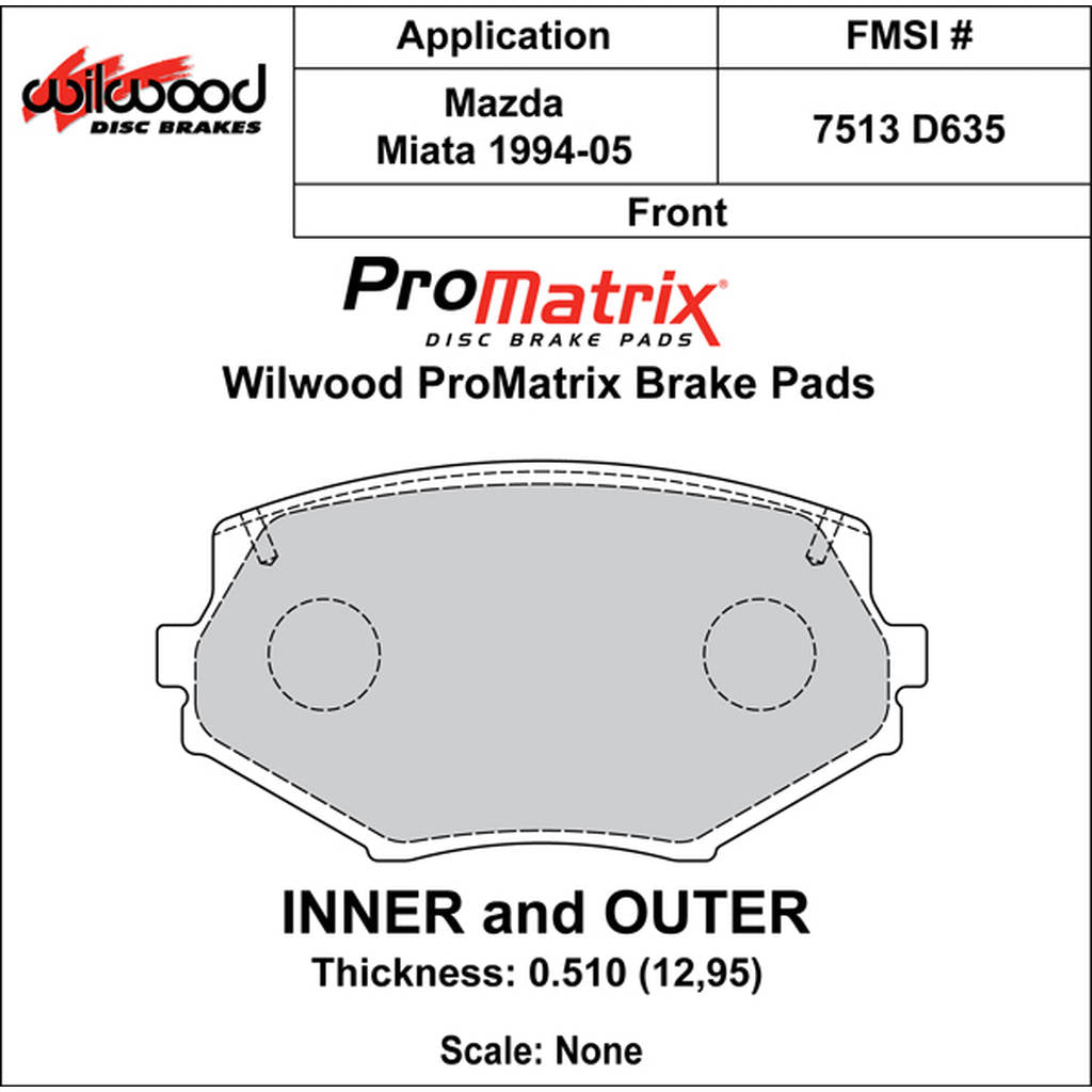 WILWOOD 150-D0635K Гальмівні колодки Promatrix, D635 Photo-0