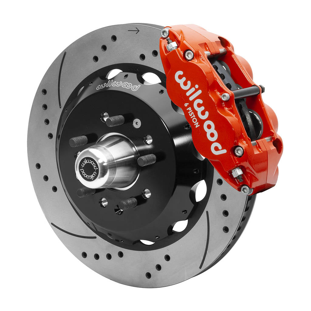 WILWOOD 140-15554-DR Комплект передніх гальм FNSL6R14.00" з перфорацією, червоні Photo-0