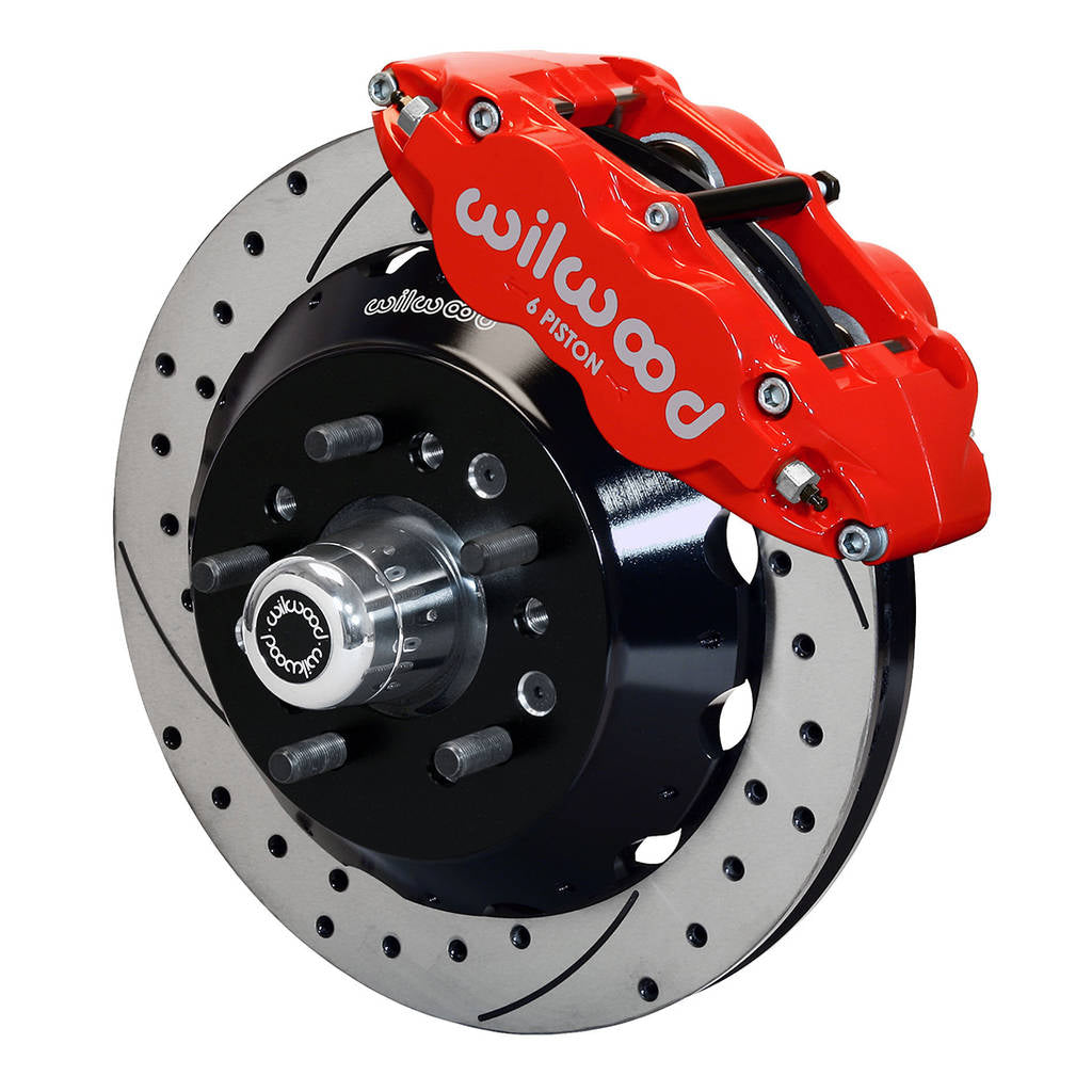 WILWOOD 140-13225-DR Комплект передніх гальм FNSL6R14.00" з перфорацією, червоні Photo-0
