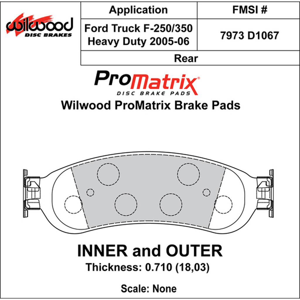 WILWOOD 150-D1067K Гальмівні колодки Promatrix, D1067 Photo-0