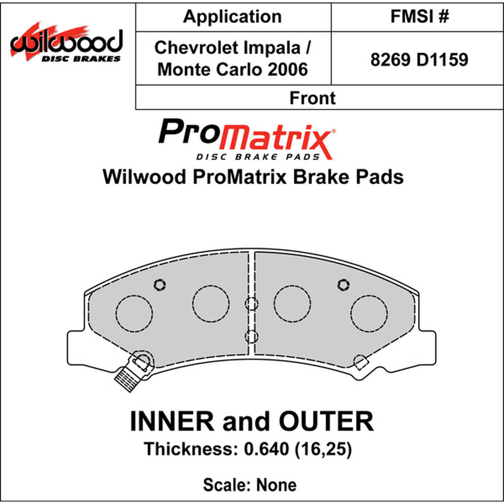 WILWOOD 150-D1159K Гальмівні колодки Promatrix, D1159 Photo-0