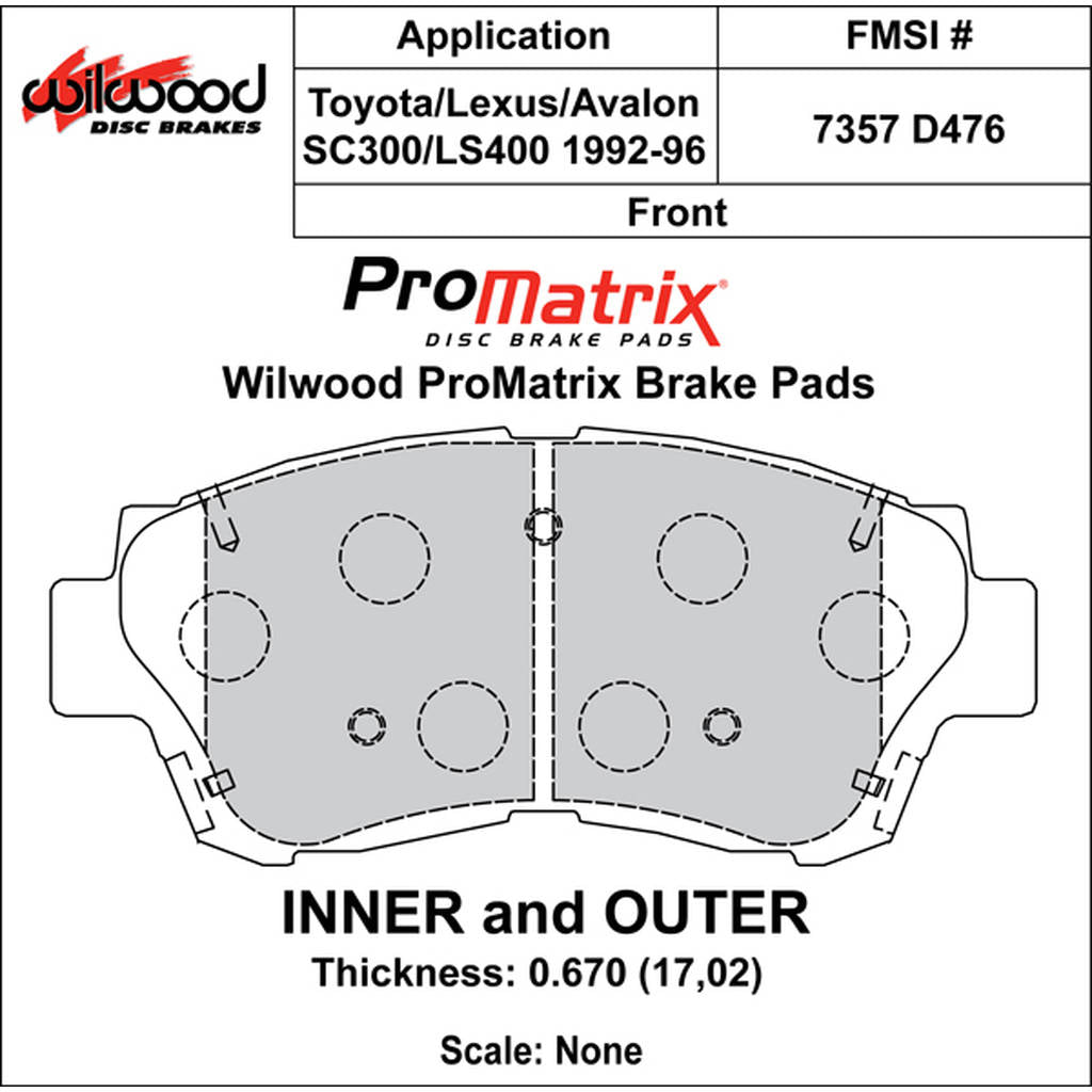 WILWOOD 150-D0476K Гальмівні колодки Promatrix, D476 Photo-0