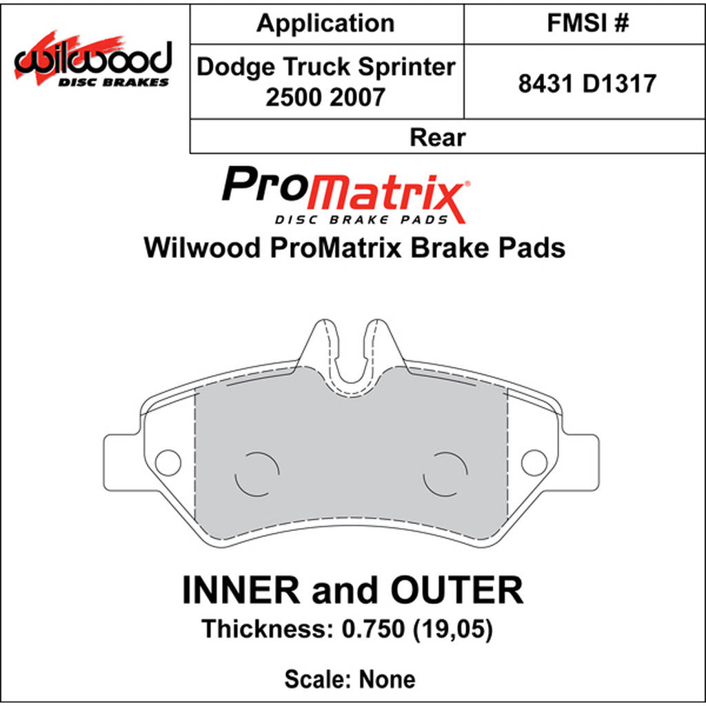 WILWOOD 150-D1317K Гальмівні колодки Promatrix, D1317 Photo-0