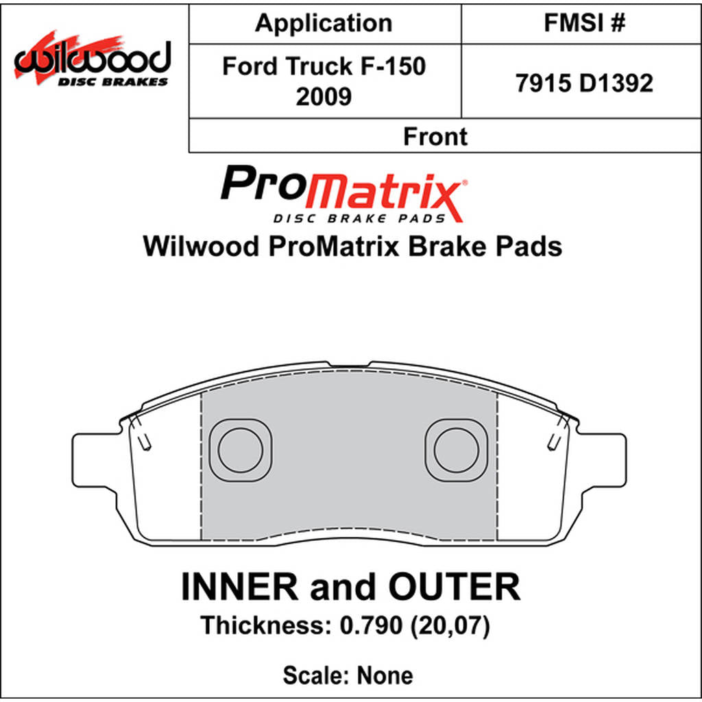 WILWOOD 150-D1392K Гальмівні колодки Promatrix, D1392 Photo-0