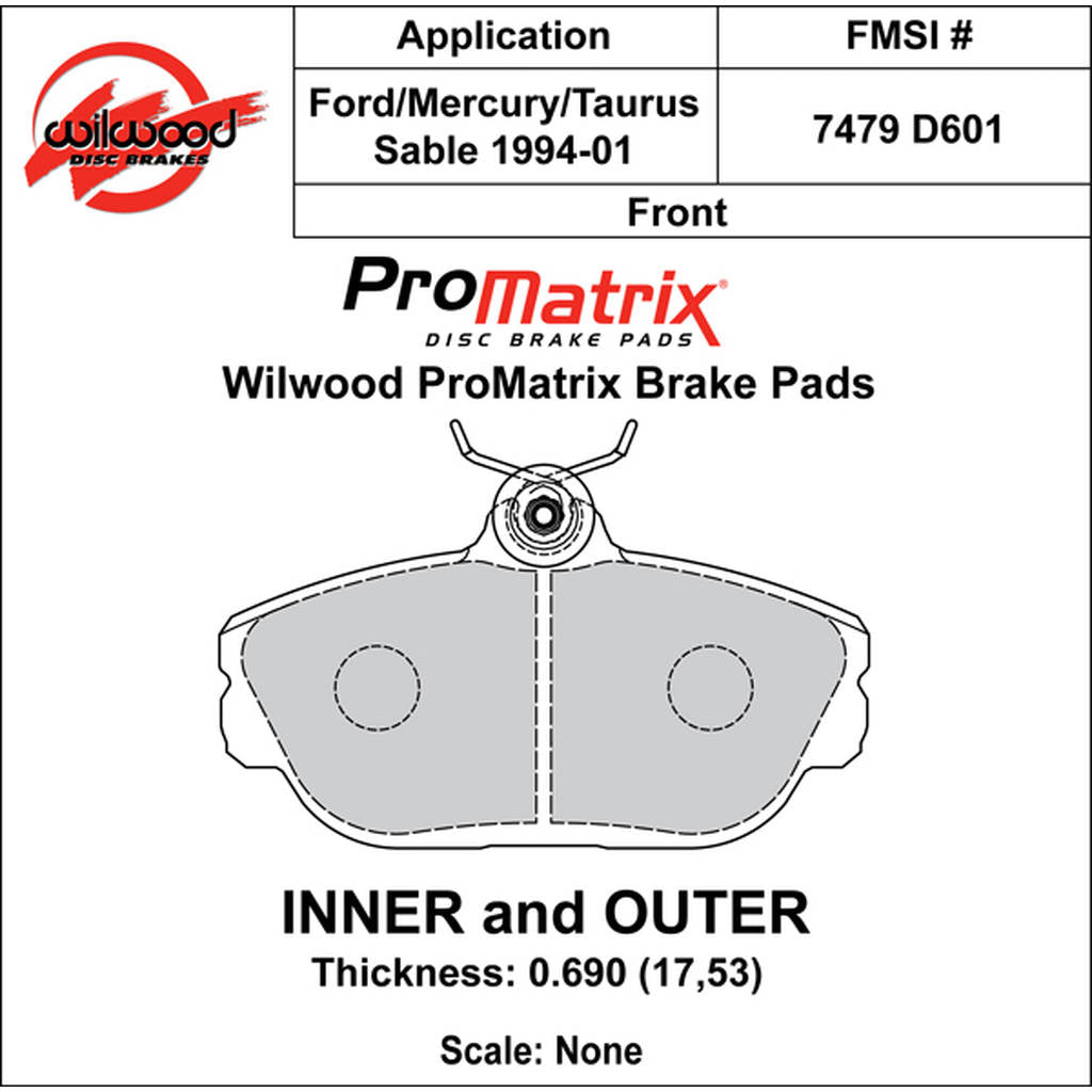 WILWOOD 150-D0601K Гальмівні колодки Promatrix, D601 Photo-0