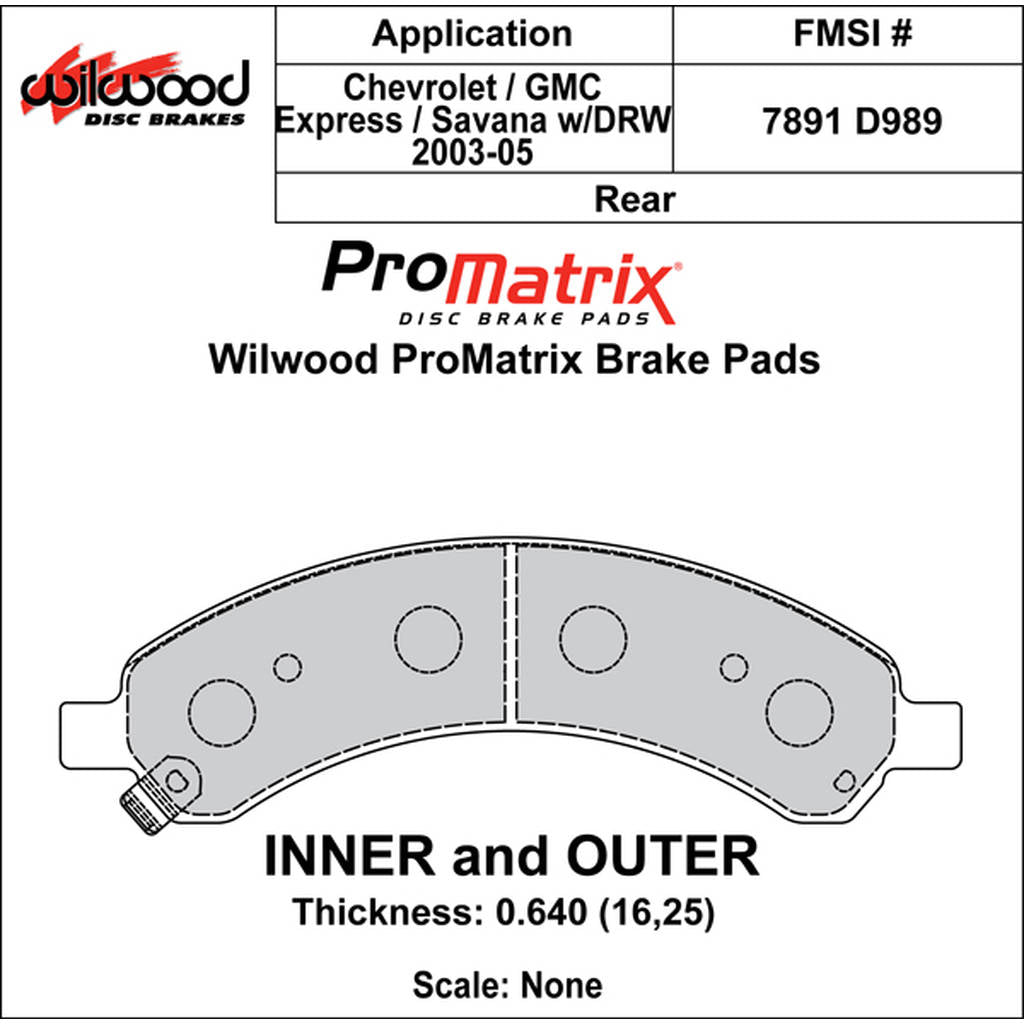 WILWOOD 150-D0989K Гальмівні колодки Promatrix, D989 Photo-0