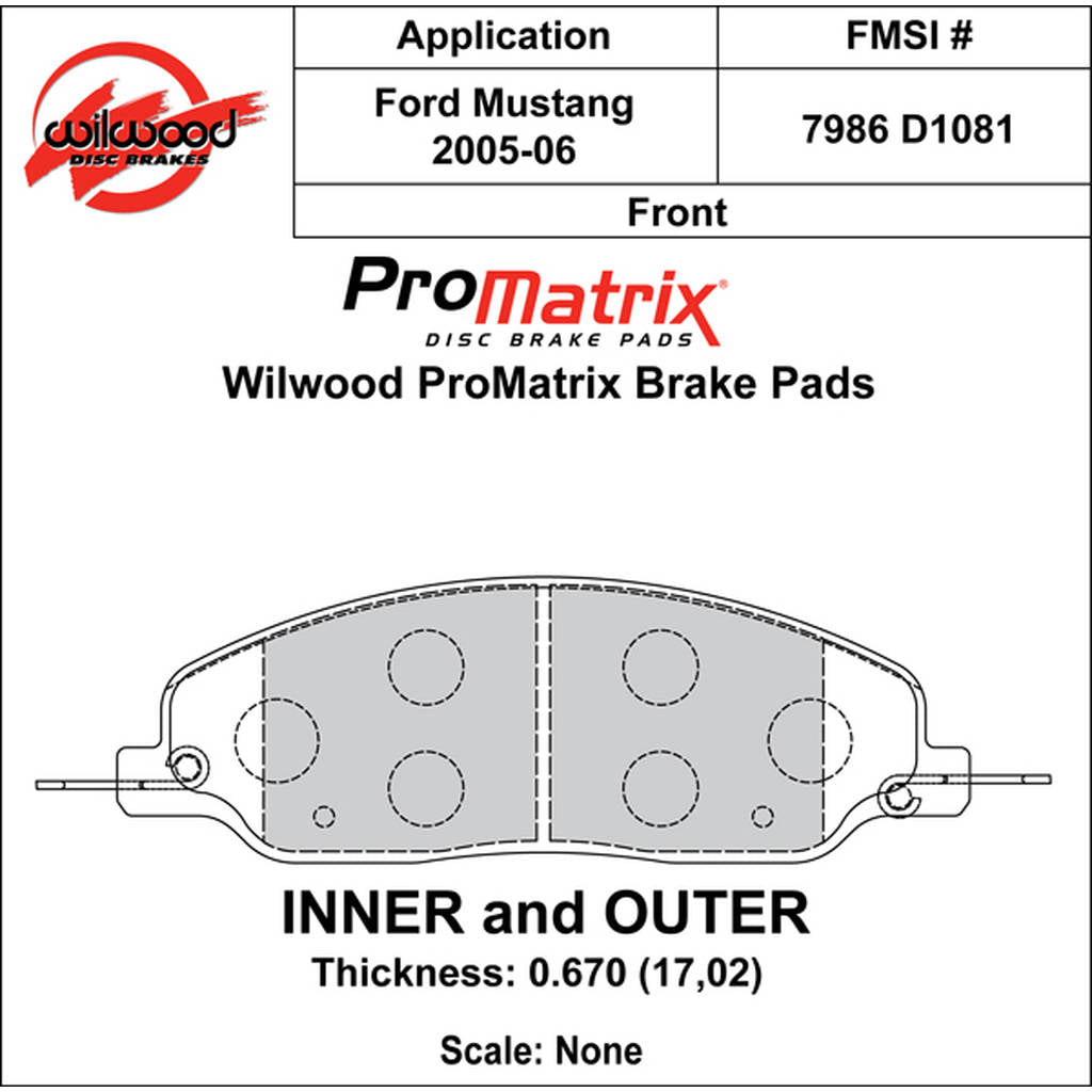 WILWOOD 150-D1081K Гальмівні колодки Promatrix, D1081 Photo-0