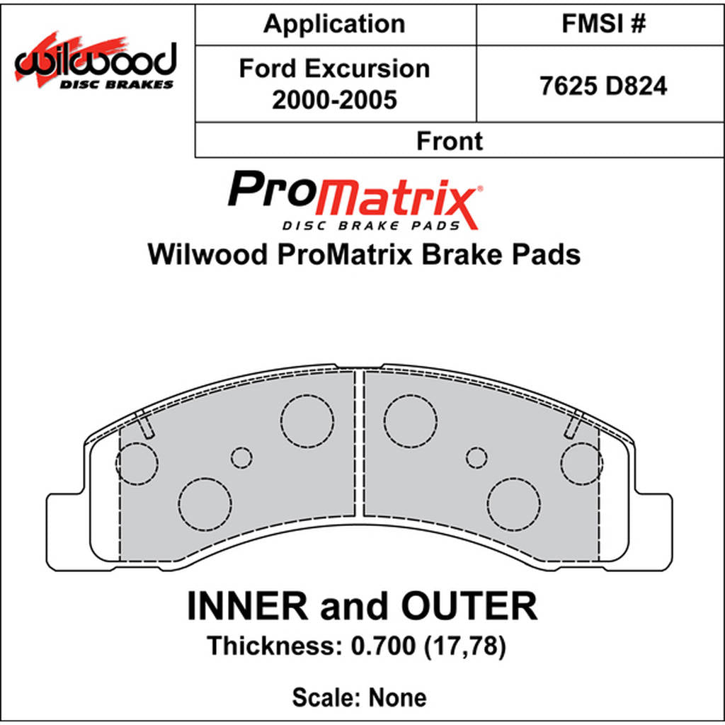 WILWOOD 150-D0824K Гальмівні колодки Promatrix, D824 Photo-0