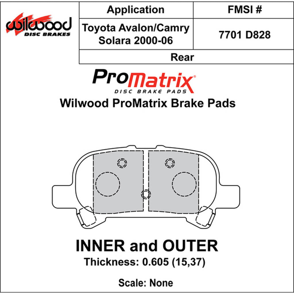 WILWOOD 150-D0828K Гальмівні колодки Promatrix, D828 Photo-0