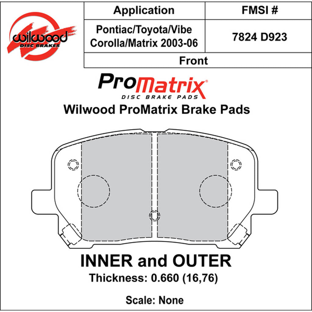 WILWOOD 150-D0923K Гальмівні колодки Promatrix, D923 Photo-0