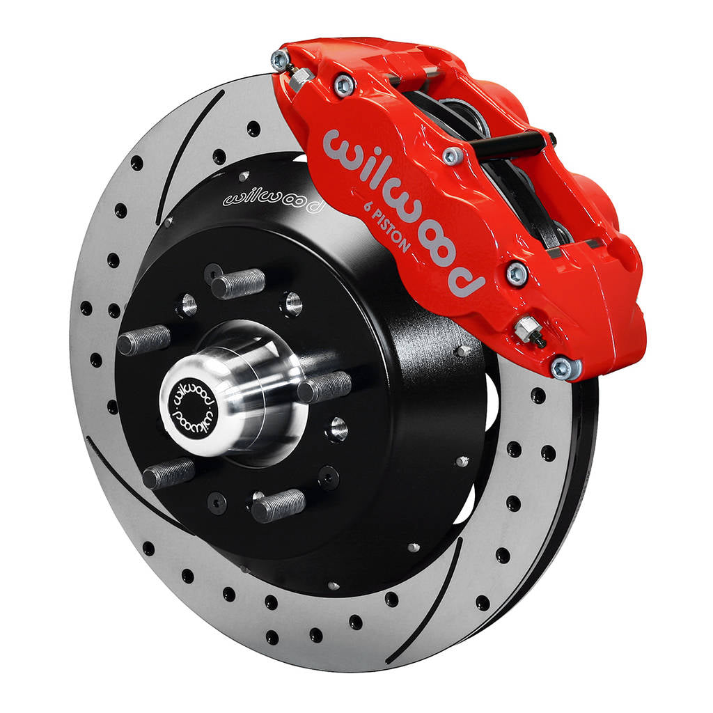 WILWOOD 140-15409-DR Комплект передніх гальм FNSL6R-DS14.00" з перфорацією, червоні Photo-0