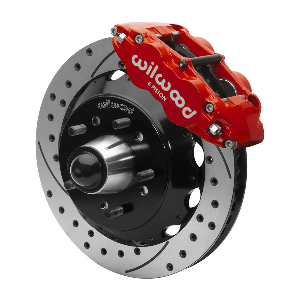 WILWOOD 140-15949-DR Комплект передніх гальм FNSL6R12.88" з перфорацією, червоні Photo-1