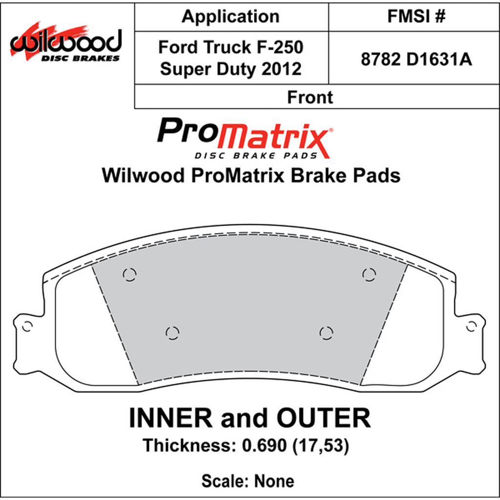 WILWOOD 150-D1631AK Гальмівні колодки Promatrix, D1631A Photo-0