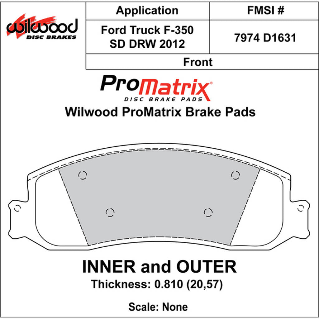 WILWOOD 150-D1631K Гальмівні колодки Promatrix, D1631 Photo-0