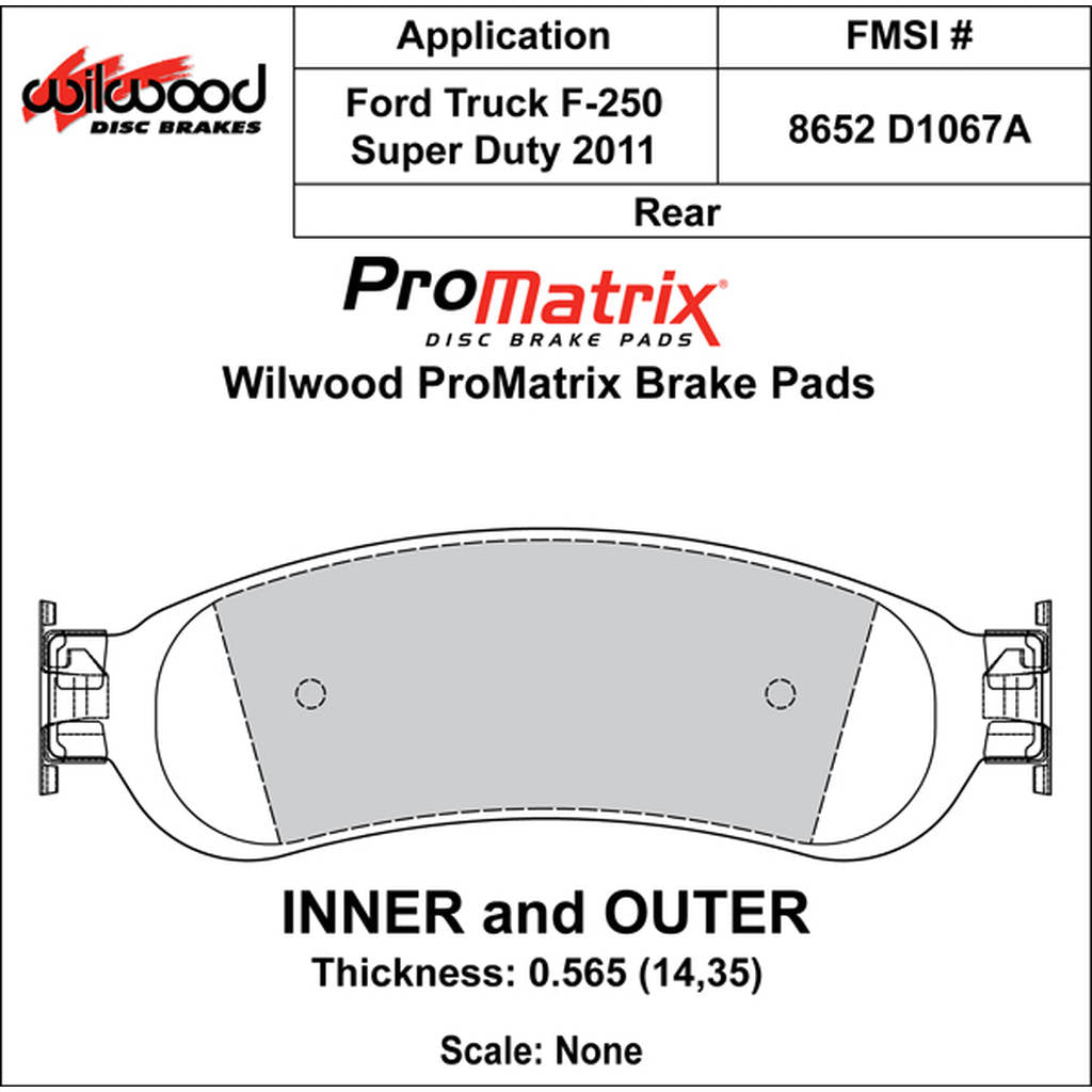 WILWOOD 150-D1067AK Гальмівні колодки Promatrix, D1067A Photo-0
