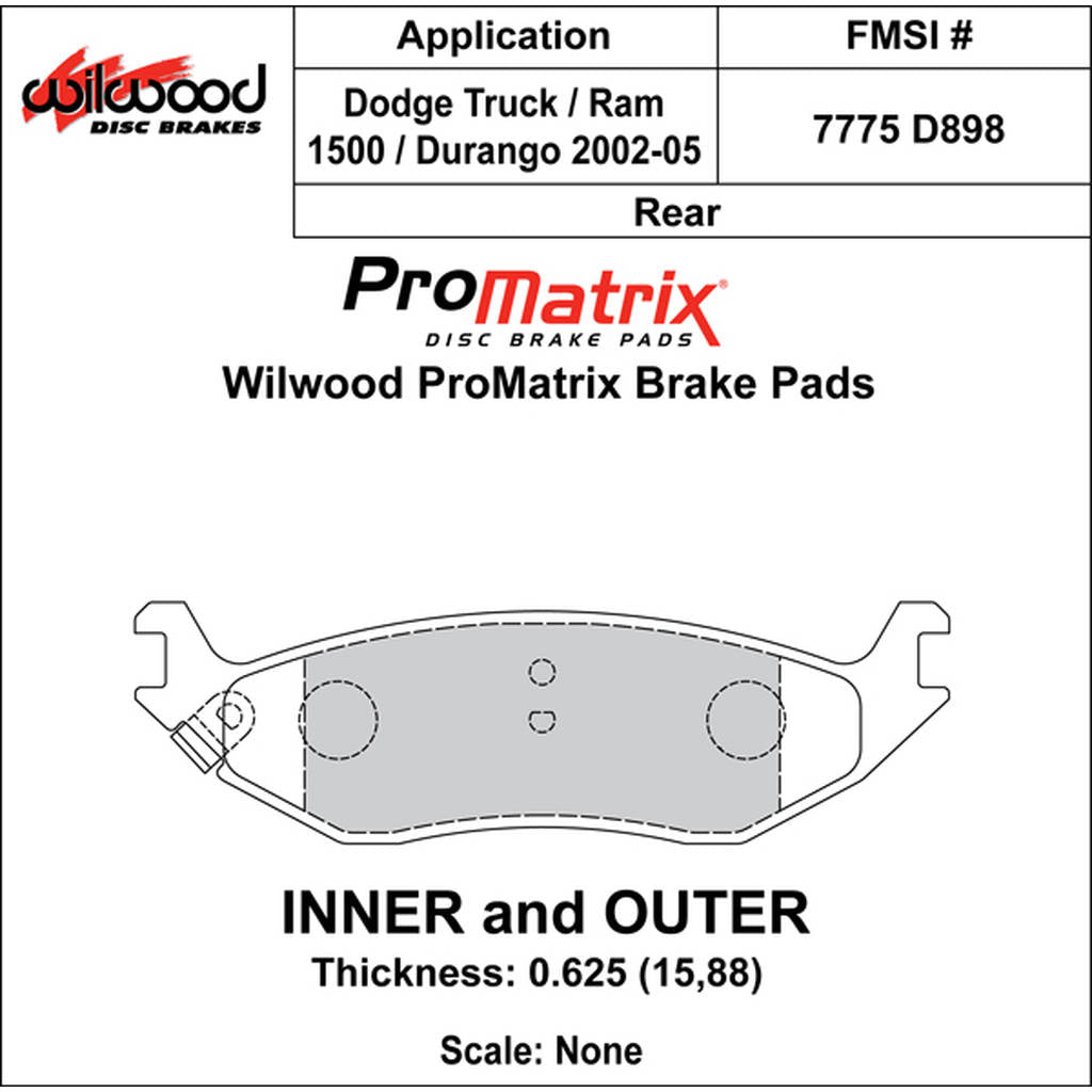 WILWOOD 150-D0898K Гальмівні колодки Promatrix, D898 Photo-0