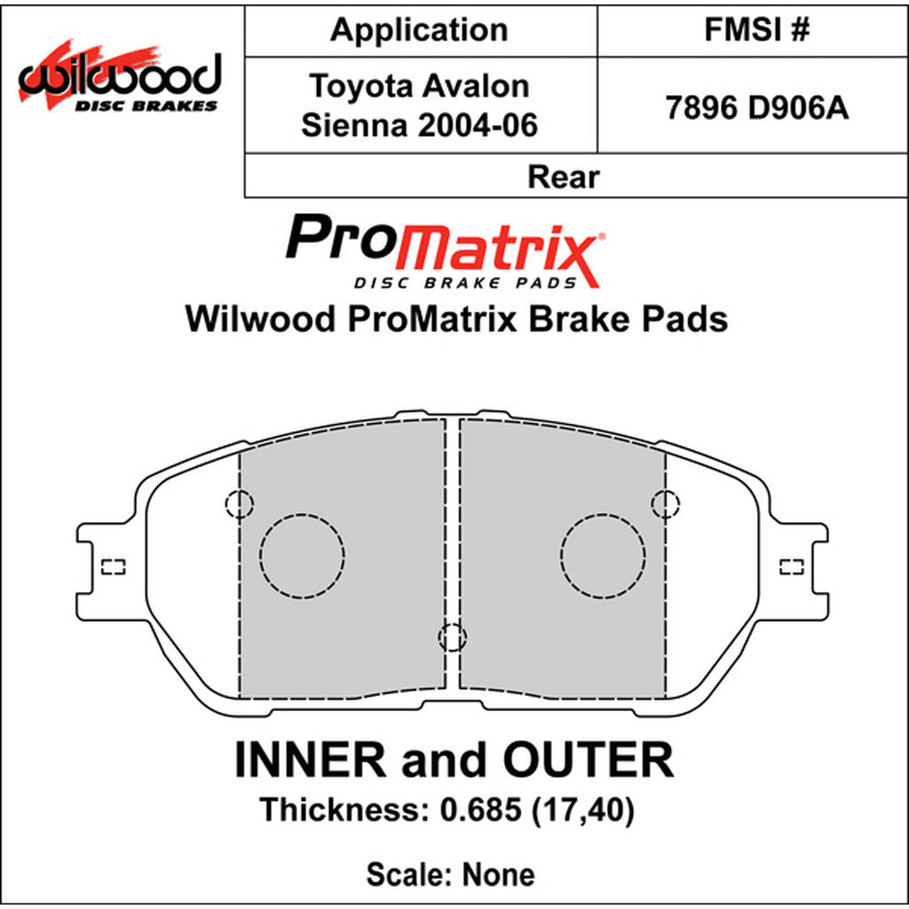 WILWOOD 150-D0906AK Гальмівні колодки Promatrix, D906A Photo-0