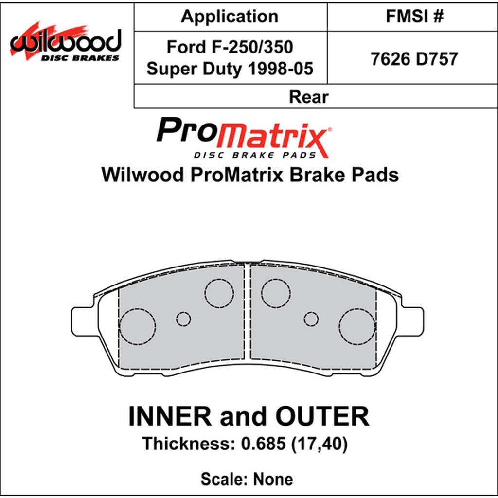 WILWOOD 150-D0757K Гальмівні колодки Promatrix, D757 Photo-0
