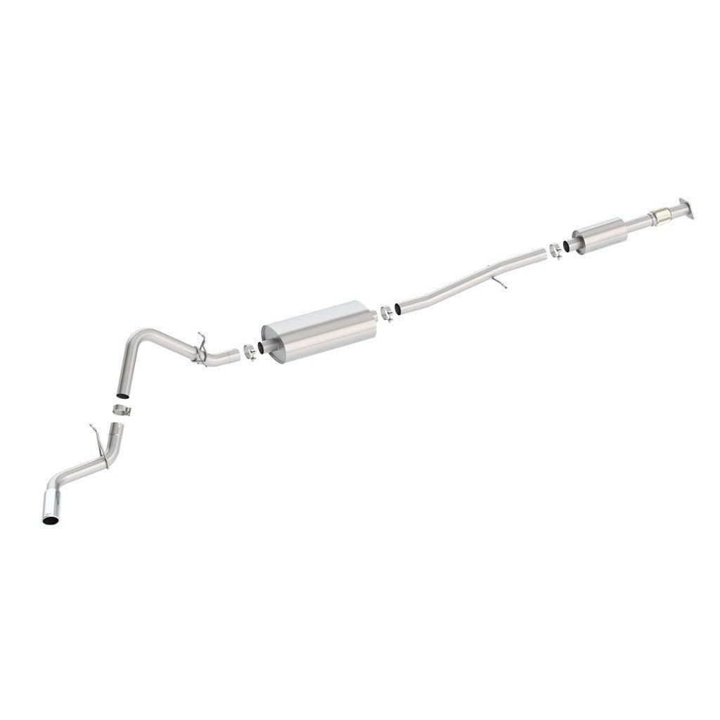 BORLA 140800 Вихлопна система Cat-Back S-TYPE 3 дюйма EC STB (78.8") CC SB (69.3) WB 147" для Chevrolet Silverado/ GMC Sierra 1500 2.7L 4CYL AT 2&4WD 4DR '19-'21 Photo-0