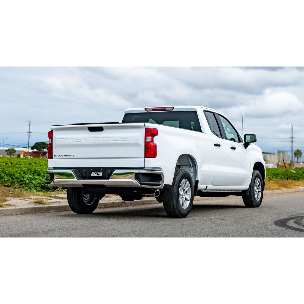 BORLA 140793 Вихлопна система Cat-Back EC STB (78.8") CC SB (69.3) WB 147.4 дюйма для Chevrolet Silverado/ GMC Sierra 1500 5.3L V8/ 4.3L V6 AT 2&4WD 4 DR '19-'21 Photo-1