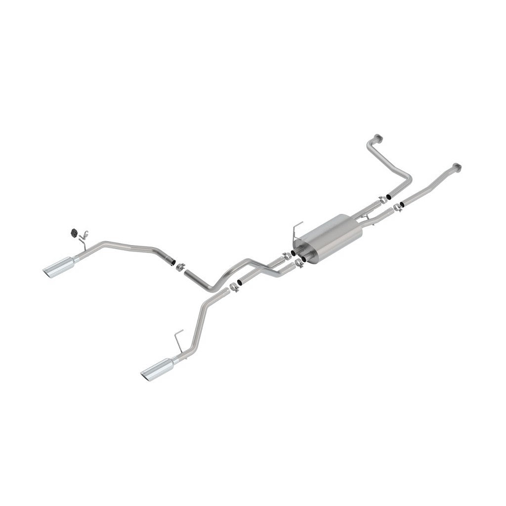 BORLA 140796 Вихлопна система Cat-Back S-TYPE 2.25 дюйма CC SB EC STB 139.8" WB S RD RL AC SR Наконечник: 4.0 для Nissan TITAN 5.6L V8 AT 2+4WD 4DR '16-'21 Photo-0
