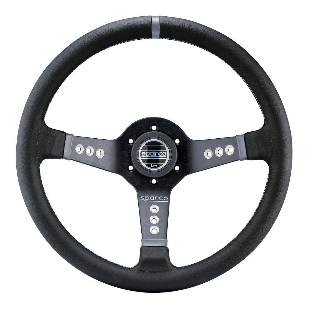 SPARCO 015L800PL Кермо L777, шкіра, чорний/титан, діам.350мм, виліт 63мм Photo-0