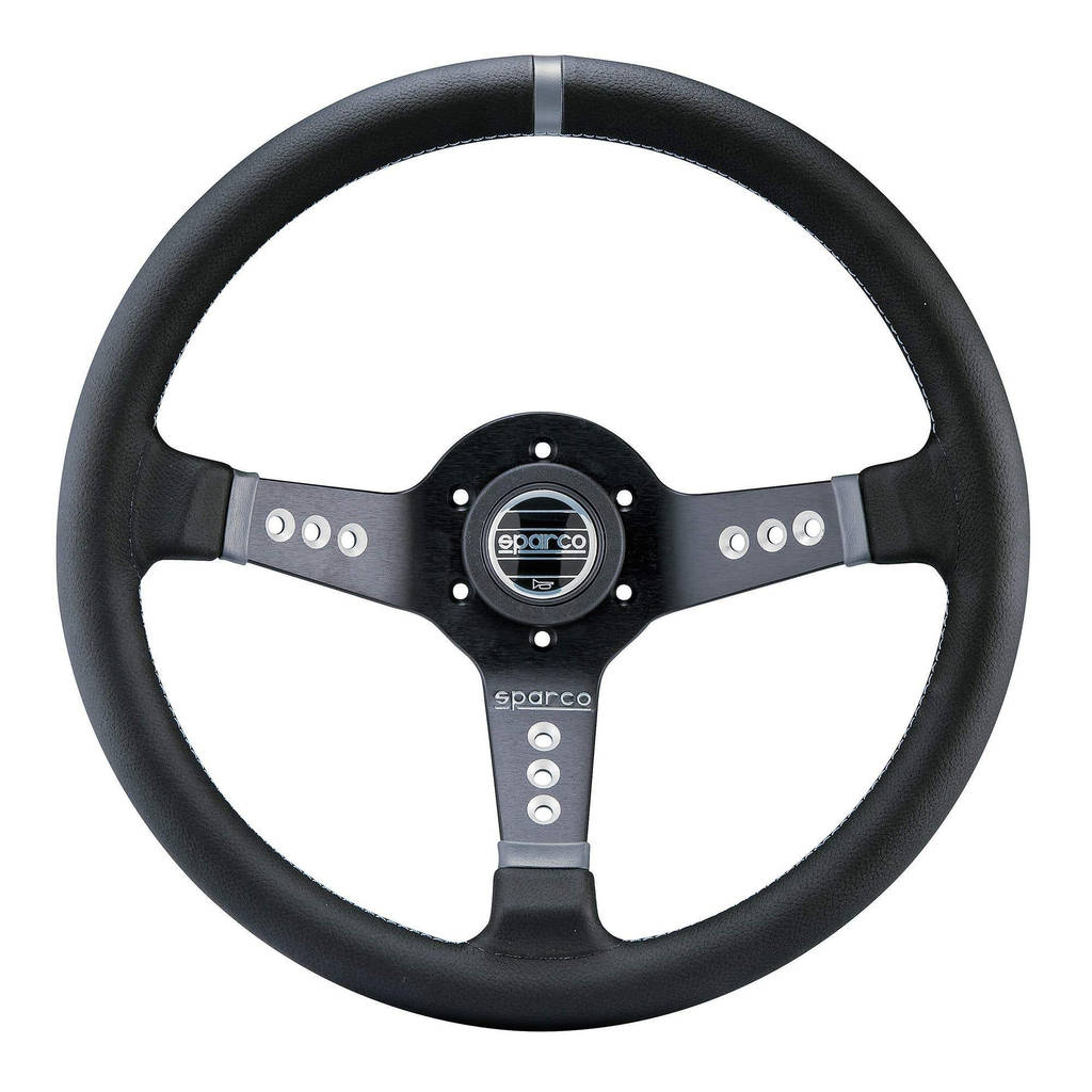 SPARCO 015L800PL Кермо L777, шкіра, чорний/титан, діам.350мм, виліт 63мм Photo-1