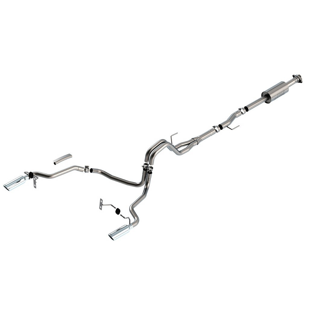 BORLA 140863 Вихлопна система Cat-Back S-TYPE 2.25 дюйма CC SB EC STB (145.4" WB) LARIAT, KING RANCH, PLATINUM, LTD 3", S RD RL AC SR Наконечник: 4" RD X 14" для Ford F-150 2.7L/3.5L V6 AT 2+4WD 4DR 2021 Photo-0
