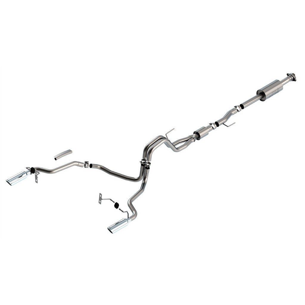 BORLA 140866 Вихлопна система Cat-Back S-TYPE 2.25 дюйма CC SB EC STB (145.4" WB) LARIAT, KING RANCH, PLATINUM, LTD 3 дюйма, S RD RL НАКОНЕЧНИК AC SR: 4" RD X 14" ХРОМ для Ford F-150 5.0L V8 AT 2+4WD 4DR 2021 Photo-0
