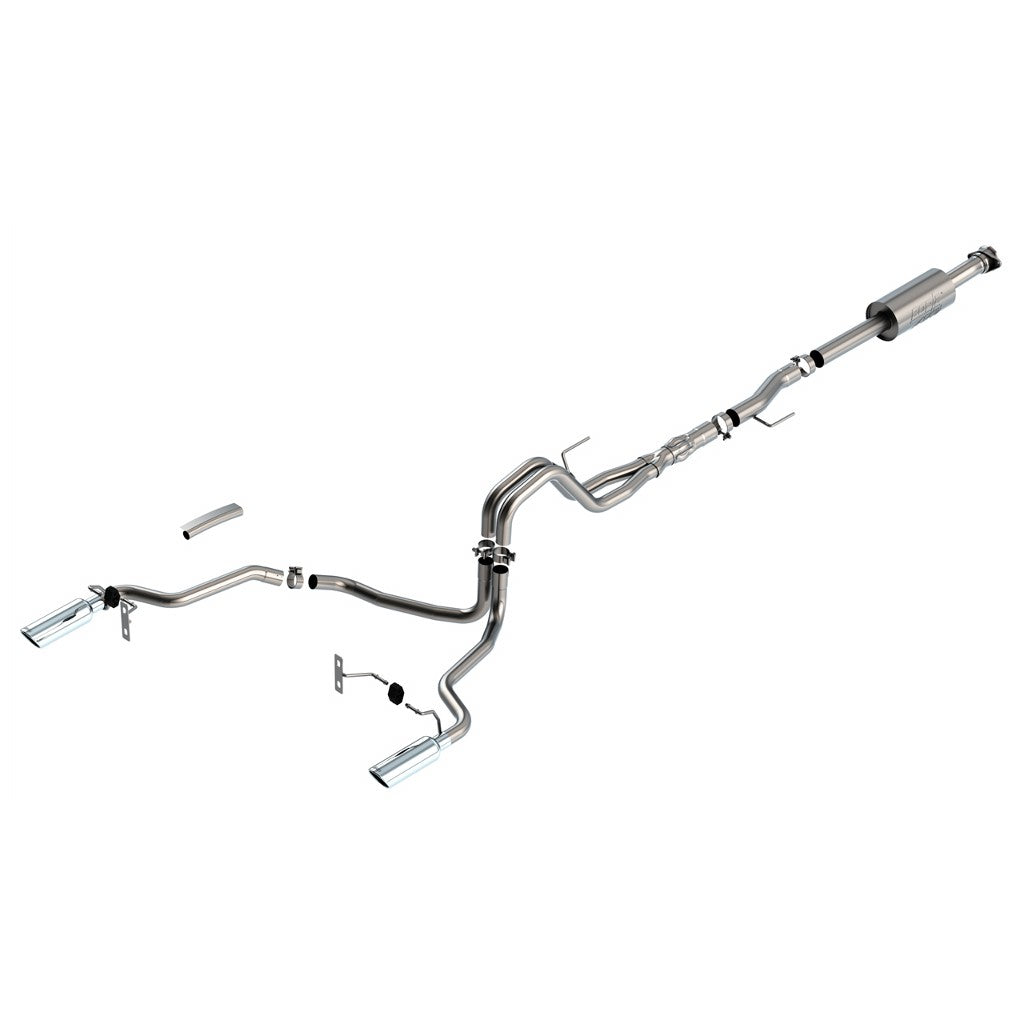 BORLA 140867 Вихлопна система Cat-Back ATAK 2.25 дюйма CC SB EC STB (145.4" WB) LARIAT, KING RANCH, PLATINUM, LTD 3", S RD RL AC SR Наконечник: 4" RD X 14" для Ford F-150 5.0L V8 AT 2+4WD 4DR 2021 Photo-0