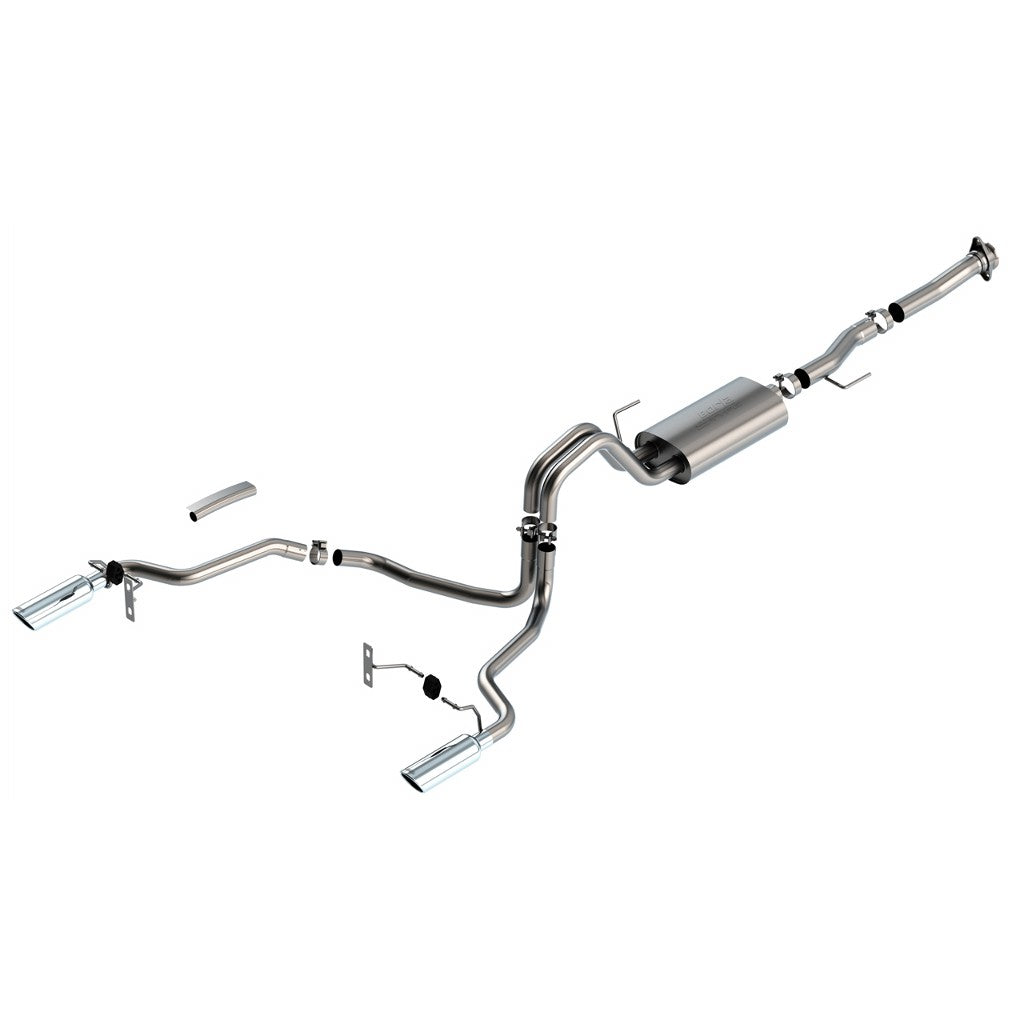 BORLA 140868 Вихлопна система Cat-Back S-TYPE 2.25 дюйма RC STB (122.8" WB) XL, XLT 3", S RD RL AC SR Наконечник: 4" RD X 14" для Ford F-150 5.0L V8 AT 2+4WD 2DR 2021 Photo-0
