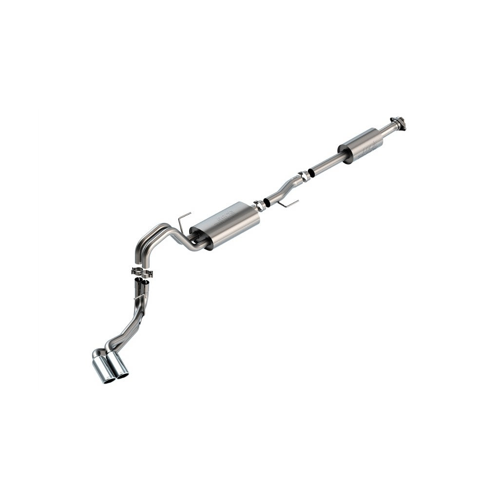 BORLA 140870 Вихлопна система Cat-Back TOURING 2.25 дюйма CC SB, EC STB (145.4" WB) LARIAT, KING RANCH, PLATINUM, LTD 3" D RD RL AC S Наконечник: 4" RD X 11" для Ford F-150 2.7L/3.5L V6 AT 2+4WD 4DR 2021 Photo-0