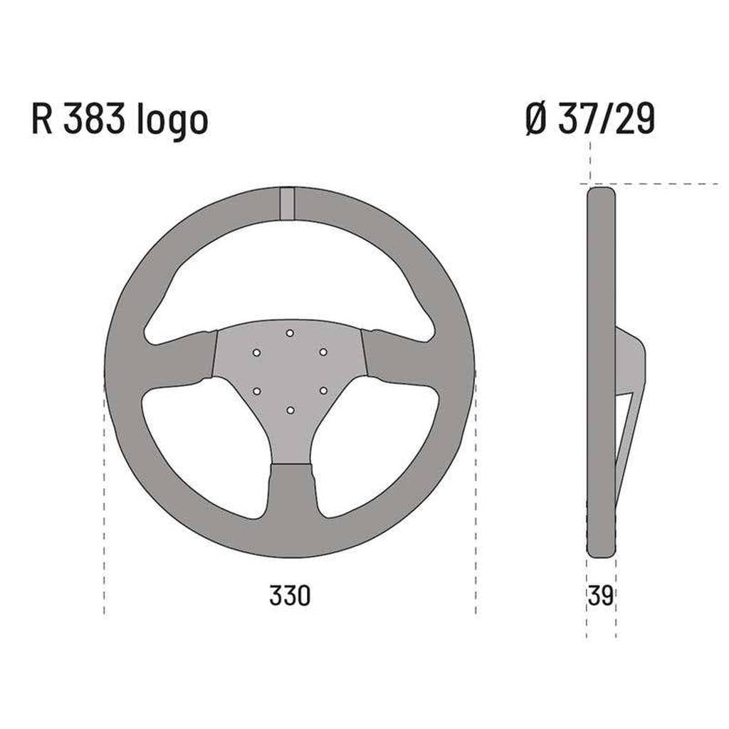 SPARCO 015R383PSNLOGO Кермо R383, замша, чорний, синя мітка, діам.330мм, виліт 39мм Photo-1