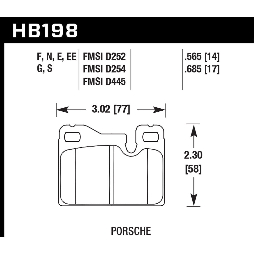 HAWK HB198D.685 Передні гальмівні колодки ER-1 Endurance Racing для PORSCHE 924 1977-1980 Photo-2