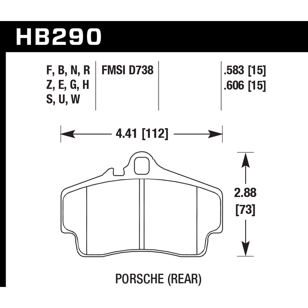HAWK HB290D.583 Передні гальмівні колодки ER-1 Endurance Racing для PORSCHE Boxster S 3.2L 2006 Photo-2