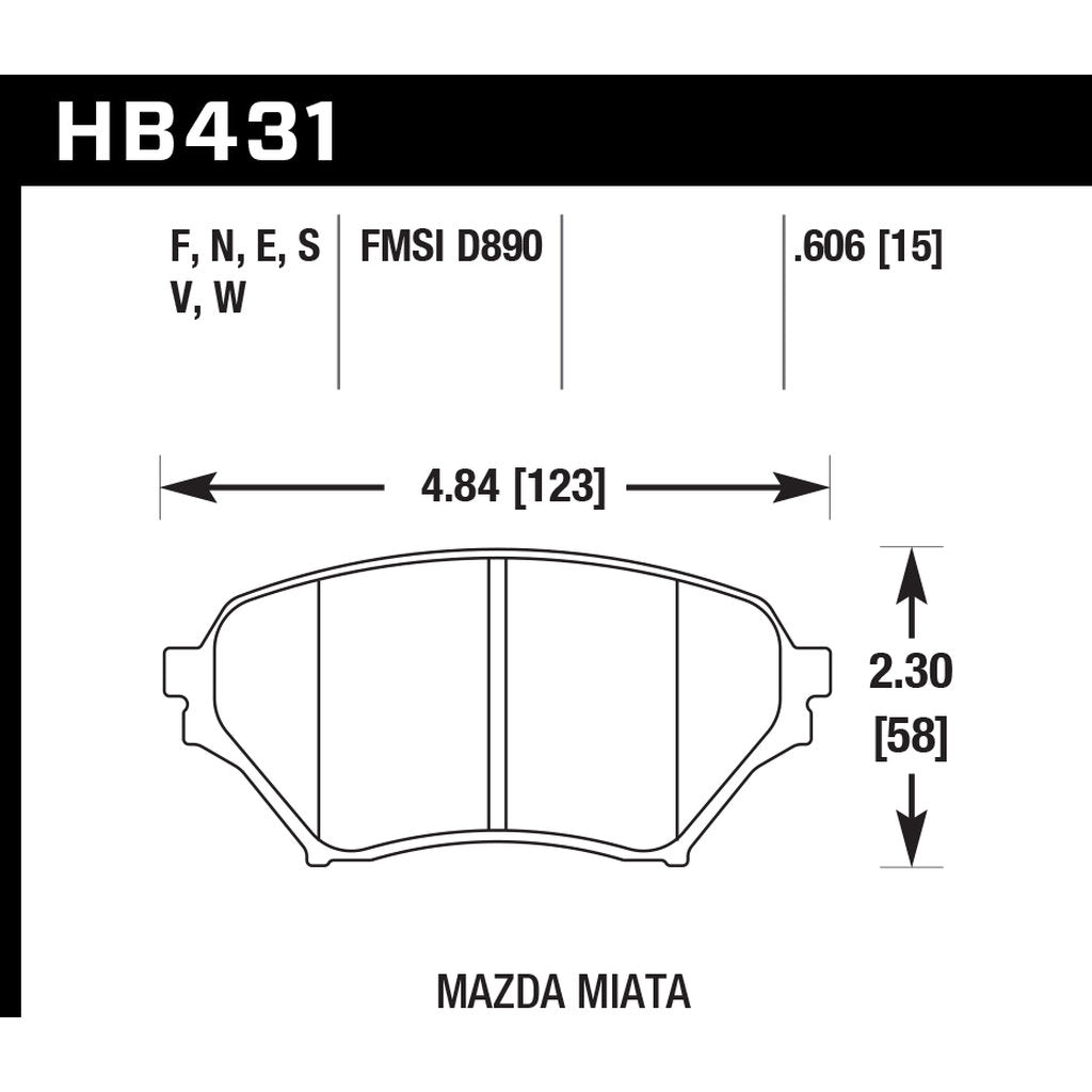 HAWK HB431D.606 Передні гальмівні колодки ER-1 Endurance Racing для MAZDA Miata 2002-2005 Photo-2