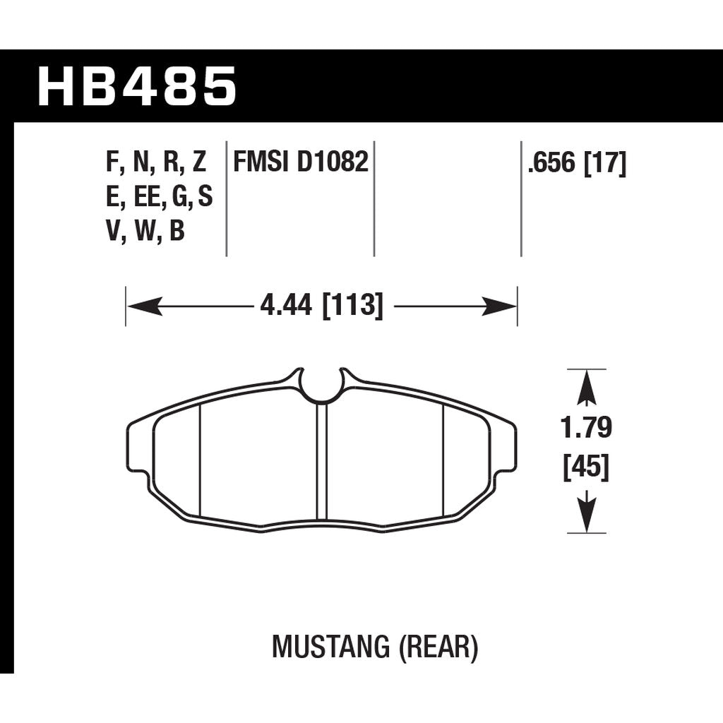 HAWK HB485D.656 Задні гальмівні колодки ER-1 Endurance Racing для FORD Mustang GT 5.0L 2014 Photo-2