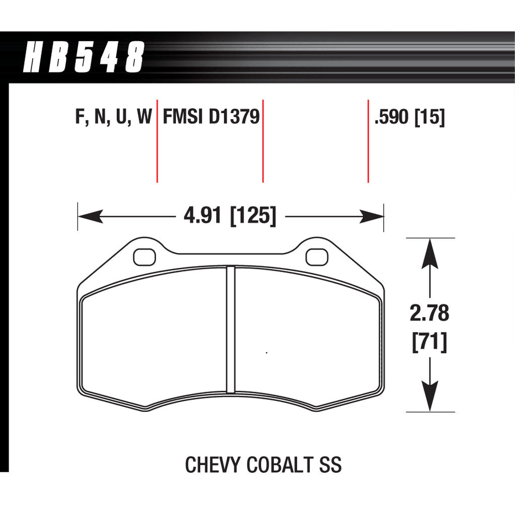 HAWK HB548D.510 Передні гальмівні колодки ER-1 Endurance Racing для CHEVROLET Cobalt SS 2008-2010/ MAZDA MX-5 Miata Club 2.0L 2016-2020 Photo-2