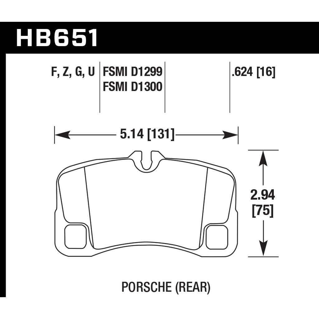 HAWK HB651D.624 Задні гальмівні колодки ER-1 Endurance Racing для PORSCHE 911 Turbo S 3.8L 2011-2013 Photo-2