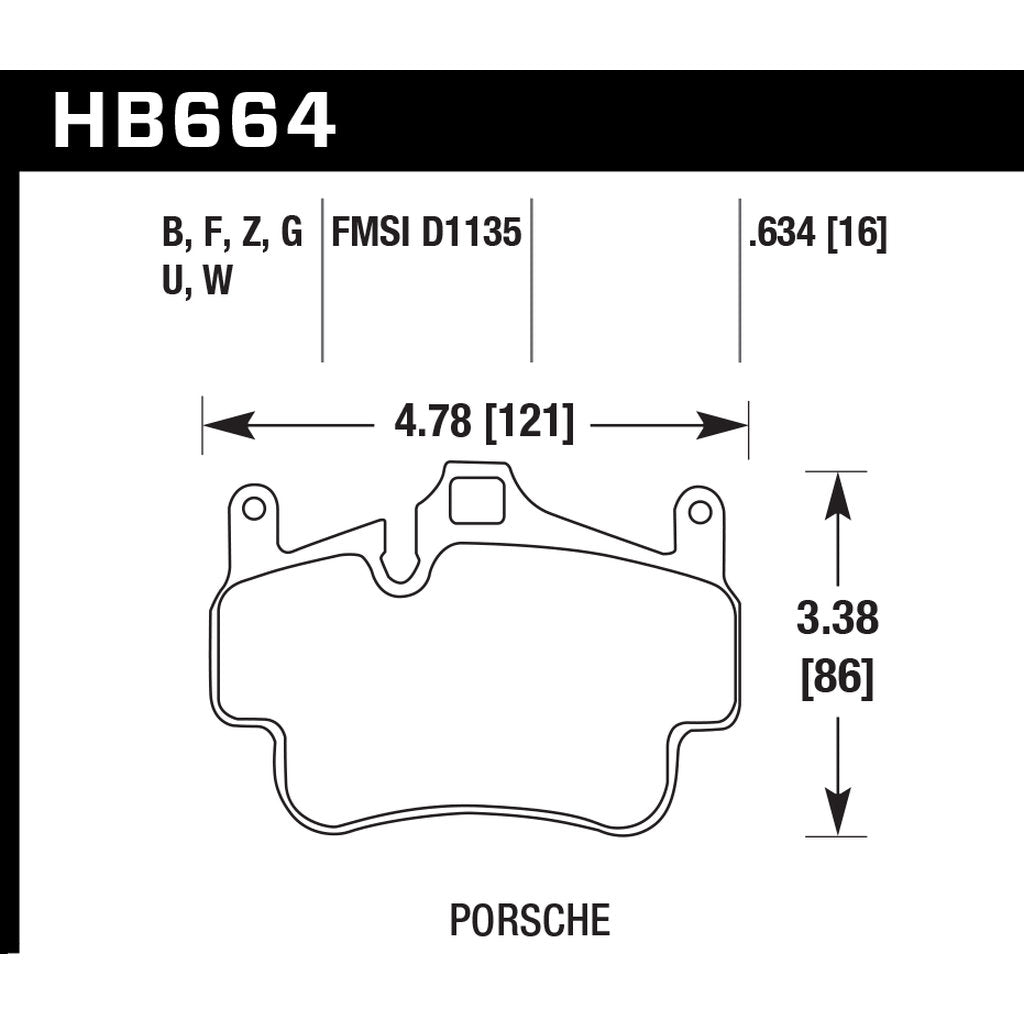 HAWK HB664D.634 Передні гальмівні колодки ER-1 Endurance Racing для PORSCHE Cayman 3.4L 2012 Photo-2