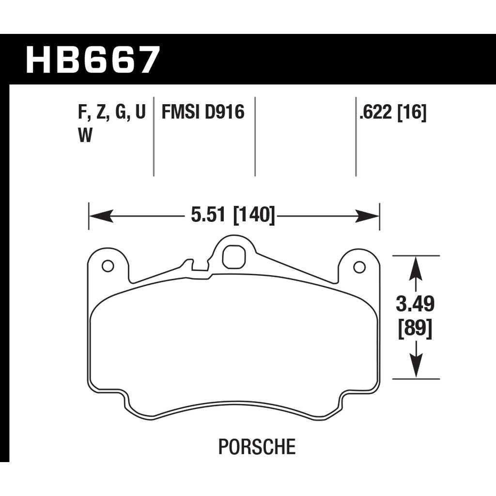 HAWK HB667D.622 Передні гальмівні колодки ER-1 Endurance Racing для PORSCHE 911 Carrera S 3.8 2008-2012 Photo-2