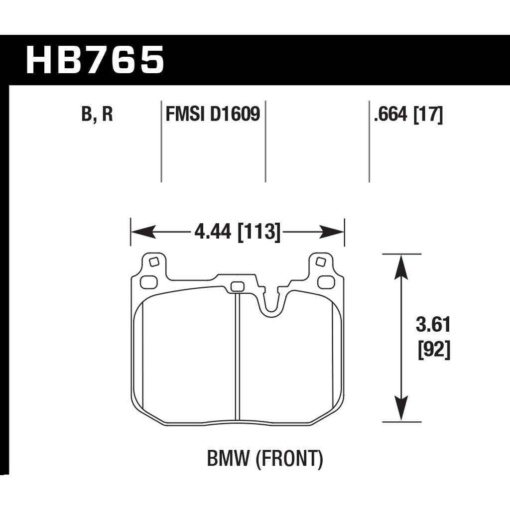 HAWK HB765D.664 Передні гальмівні колодки ER-1 Endurance Racing для BMW 440i xDrive Base 3.0L 2020/ BMW 340i GT xDrive Base 3.0L 2018 Photo-2