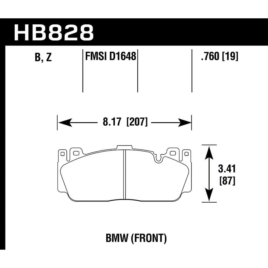 HAWK HB828D.760 Передні гальмівні колодки ER-1 Endurance Racing для BMW 3-Series M3 3.0 Twin Turbo 2014-2019 Photo-2