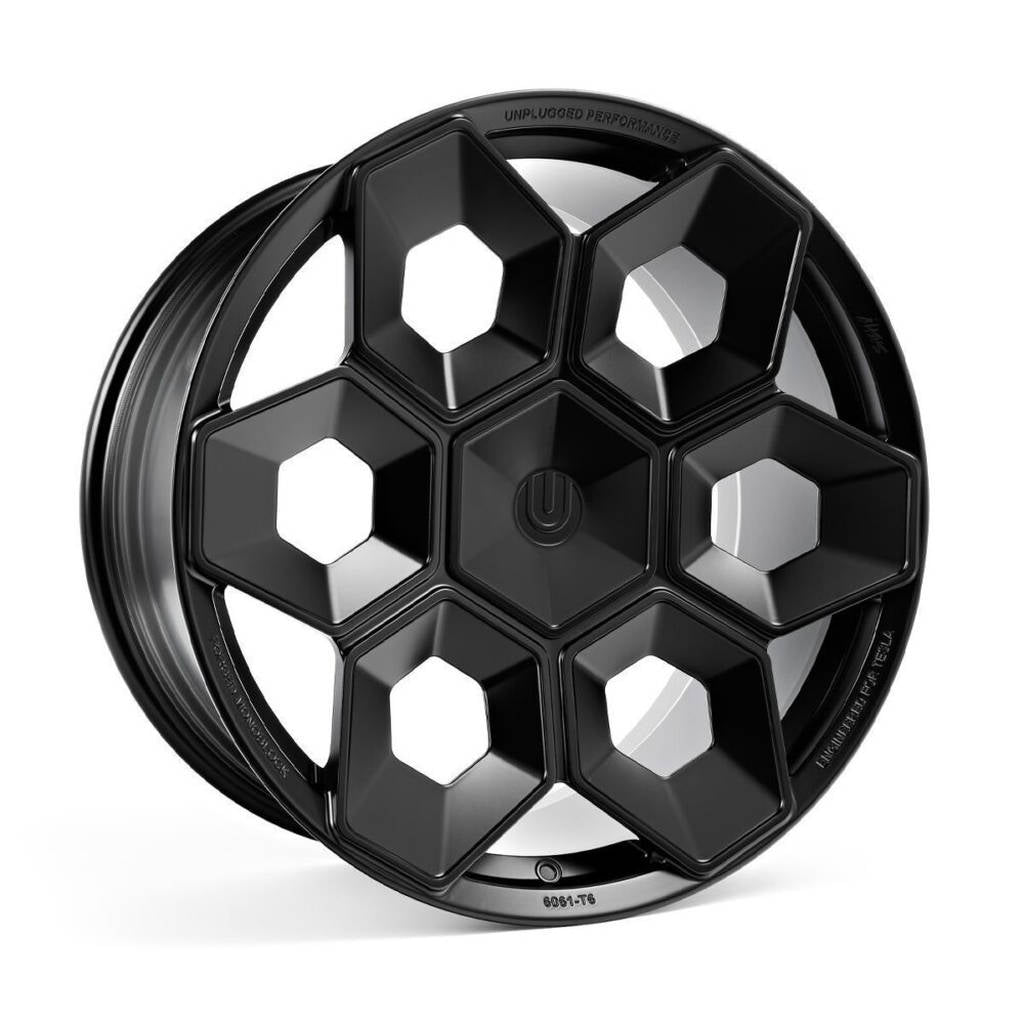 UNPLUGGED PERFORMANCE UP-CYBRHEX-DBL-005 Колісний диск UP CYBRHEX 21x10.5+35 - 5x114.3 / 5x120, Double Drilled, титановий матовий для TESLA Cybertruck / Model Y Photo-0