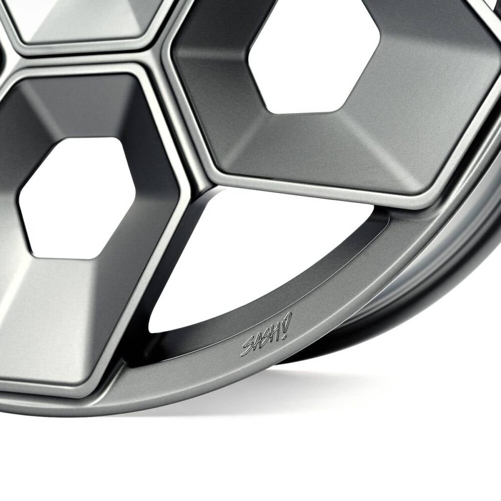 UNPLUGGED PERFORMANCE UP-CYBRHEX-DBL-005 Колісний диск UP CYBRHEX 21x10.5+35 - 5x114.3 / 5x120, Double Drilled, титановий матовий для TESLA Cybertruck / Model Y Photo-13