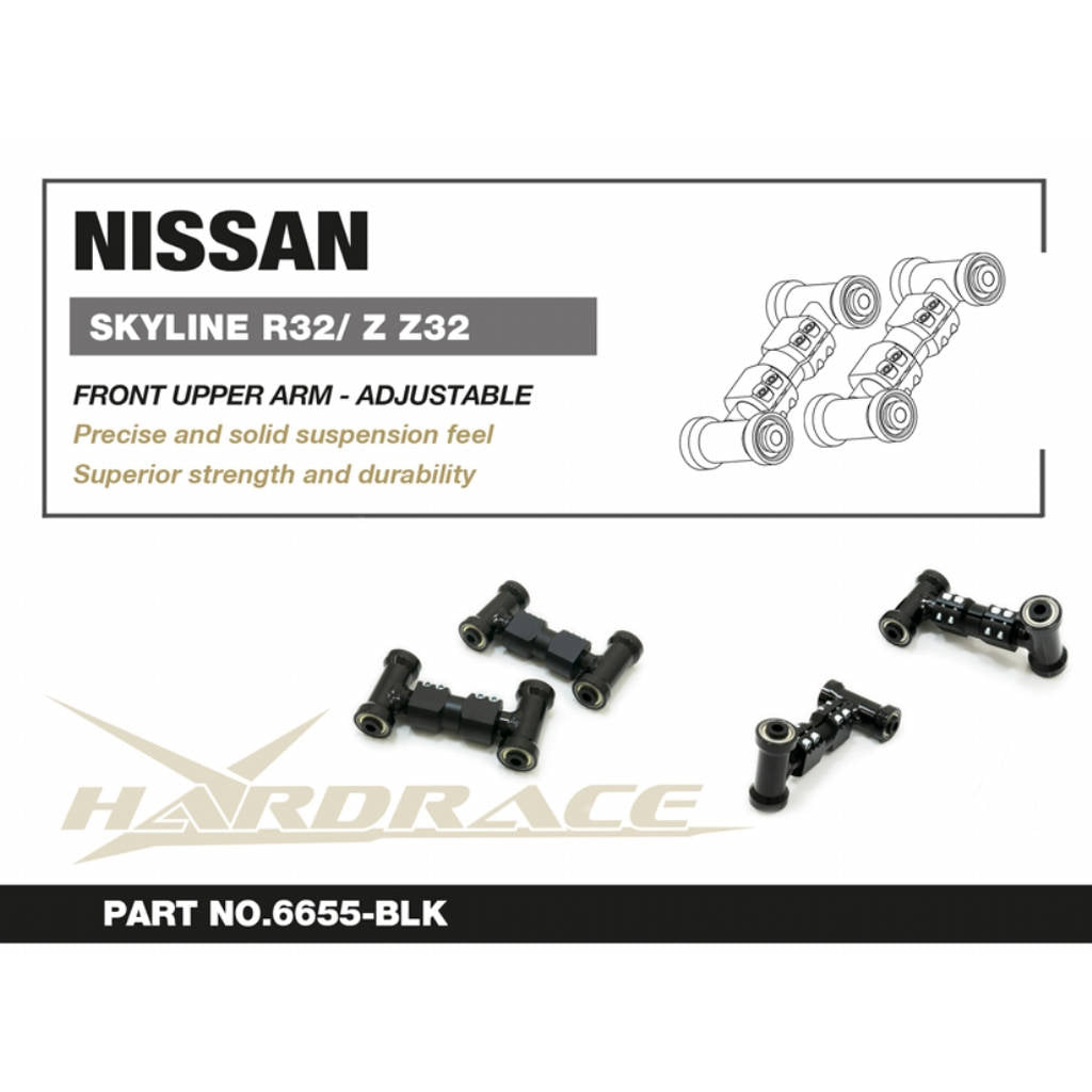 HARDRACE 6655-BLK Передній верхній важіль регульовний 2 шт для NISSAN Z (Z32) - SKYLINE (R32) Photo-1