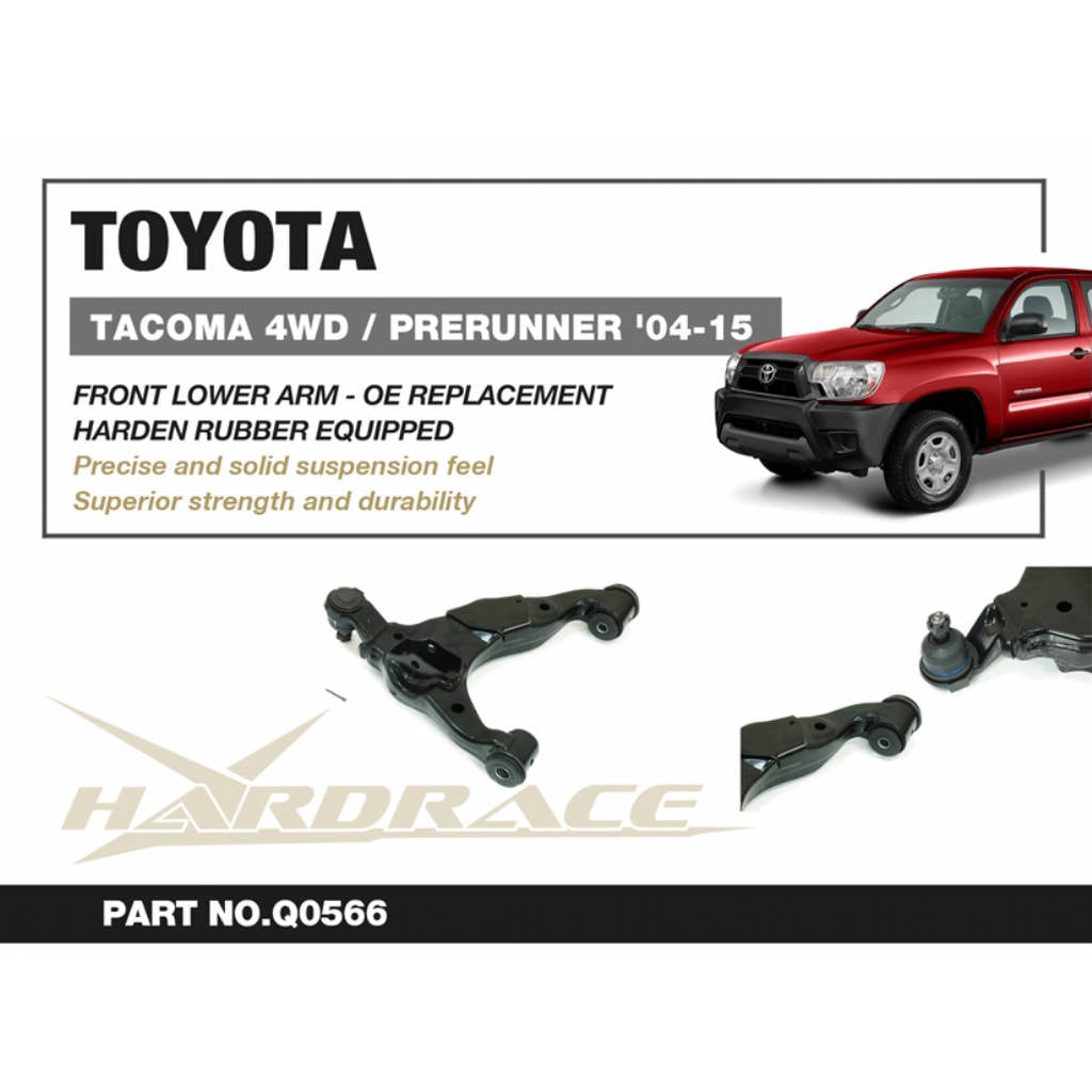 HARDRACE Q0566 Передній нижній важіль - OE Заміна (Жорстка гума) - 2 шт для TOYOTA TACOMA '04-15 Photo-1