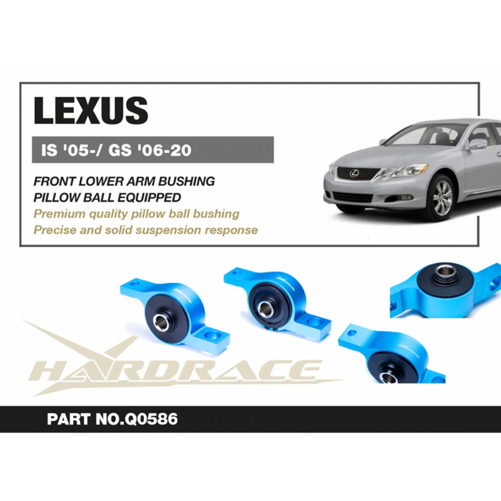 HARDRACE Q0586 Втулки (Передній нижній важіль) (Сферична подушка) - 2 шт для LEXUS IS '05- / GS '06-20 / TOYOTA MARK X '04-19 / CROWN '03-18 Photo-1