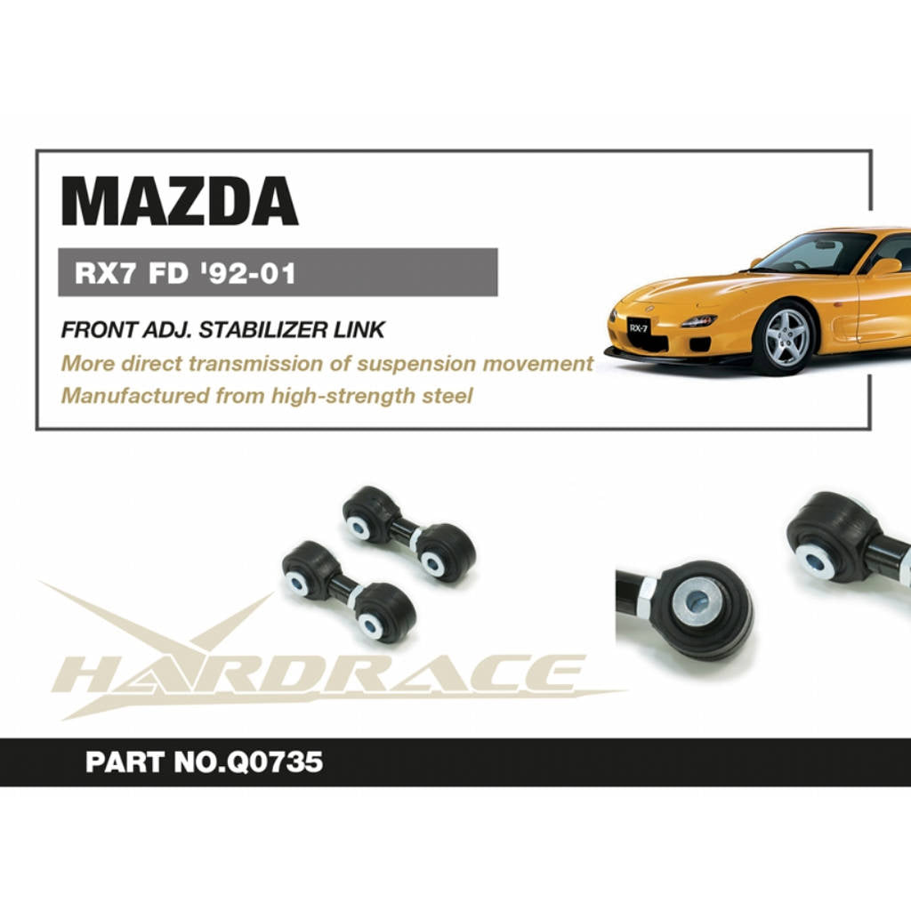 HARDRACE Q0735 Передня тяга стабілізатора регульована - 2 шт для MAZDA RX-7 '92-02 FD Photo-1