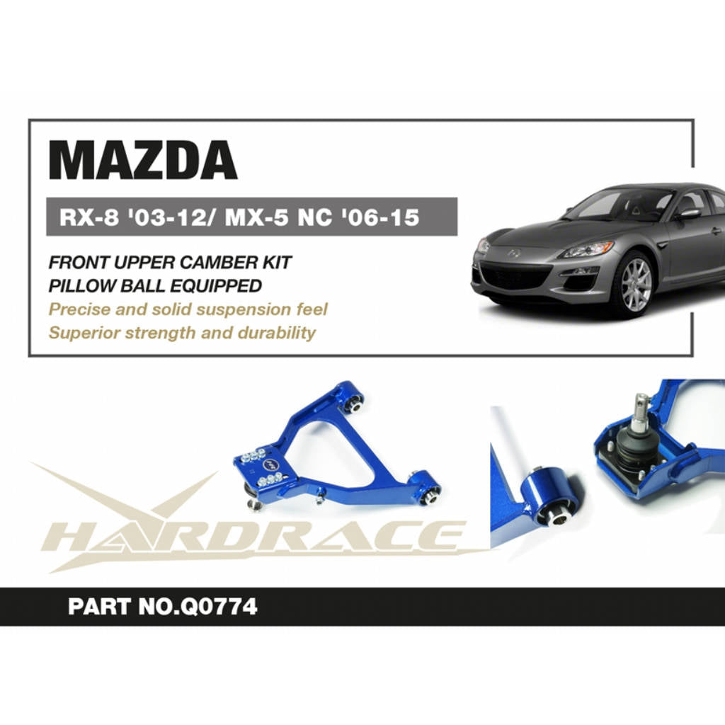 HARDRACE Q0774 К-т верхнього переднього розвалу (Сферична подушка) - 2 шт для MAZDA RX-8 '03-12 / MX-5 '06-15 Photo-1
